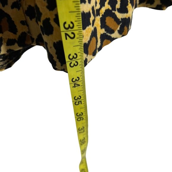 Tan Black Leopard Print Midi Button Up Full Skirt Size 10 - Picture 7 of 7